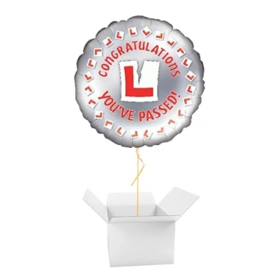 Image of Congratulations You&#039;ve Passed Driving Licence Round Foil Helium Balloon Inflated in a Box