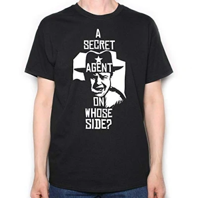 Image of Jw Pepper T Shirt A Secret Agent On Whose Side? Cult Movie Tee Black XL
