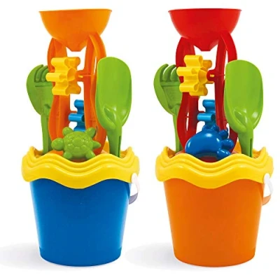 Image of URBN TOYS 22cm 6 7 Piece Plain Colourful Beach Bucket Kids Outdoor Fun (Bucket With Sand Mill)