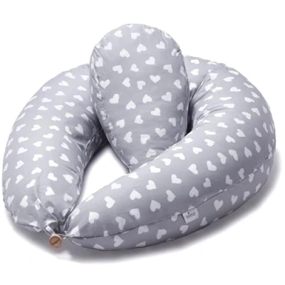 Image of Niimo 2 in 1 Pregnancy Pillow &amp; Nursing PLUS Wedge, 100% Cotton Maternity Cover, Washable Breast Feeding Baby Pillow, Body Gifts