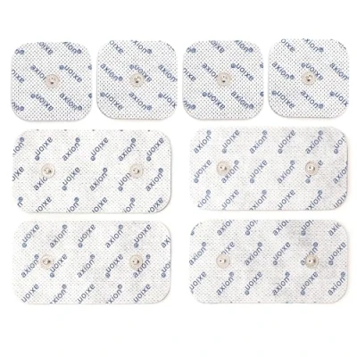 Image of Mix set with 8 Electrodes from axion Compatible Compex muscle stimulation Devices 3.75 mm Snap Push Button TENS and EMS Pads for pain treatment