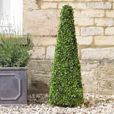 Image of Artificial Topiary Boxwood Obelisk Tree, Stylish Plant, Faux Shrubbery for your Garden Outdoor Area Patio or Lounge Conservatory (Single Obelisk)