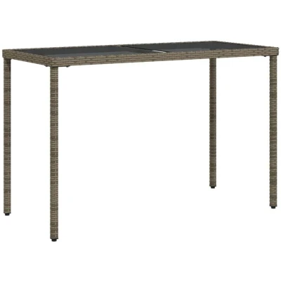 Image of vidaXL Garden Table with Glass Top Grey 115x54x74 cm Poly Rattan