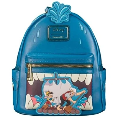 Image of Loungefly Mini Backpack, Disney Classics Pinocchio, Geppetto &amp; Monstro, Multicolor
