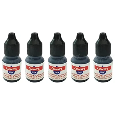 Image of Z940 Felt Tip Pens Refill Ink Bottles, BLACK, Pack of 5, Volume 5ml per Bottle, Refills for and Sketch Pens, iZOFAX Black Ball Pen