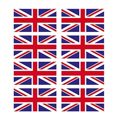 Image of 8 x Glossy Vinyl Stickers Union Jack Small Flag Flags Helmet Bike Motorbike #0064 (2cm Tall 3.7cm Wide)