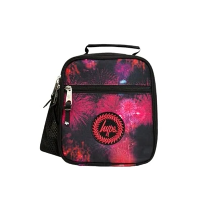 Image of hype Bags Fireworks Polyester Unisex Lunch Box in Black Size: One Size