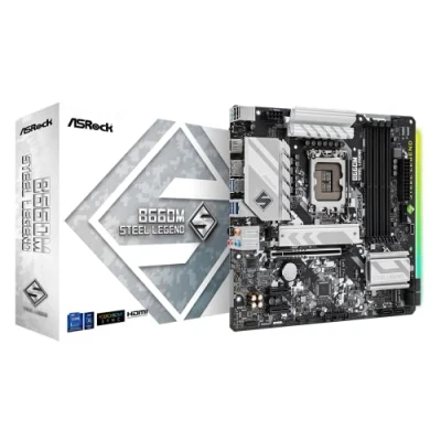 Image of ASRock B660M STEEL LEGEND, Intel B660, 1700, Micro ATX, 4 DDR4, HDMI, DP, PCIe5, 2.5G LAN, RGB, 2x M.2