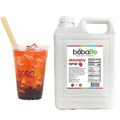 Image of Bobalife Strawberry Bubble Tea Syrup (2.5kg) 50 60 Servings (Variable Serving Size) Premium &amp; Authentic Ingredients Vegan Gluten Free