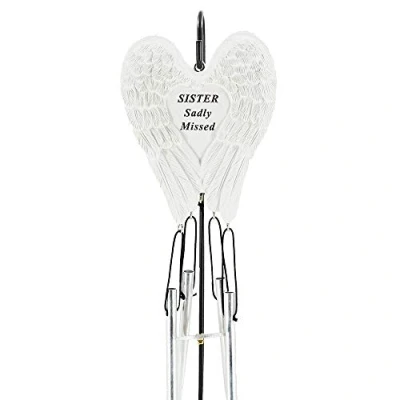 Image of Sister Sadly Missed Guardian Angel Wings Graveside Memorial Wind Chime