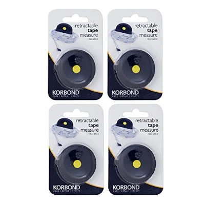 Image of KORBOND Retractable Tape Measure Pack of 4, Blue &amp; White, Set 4