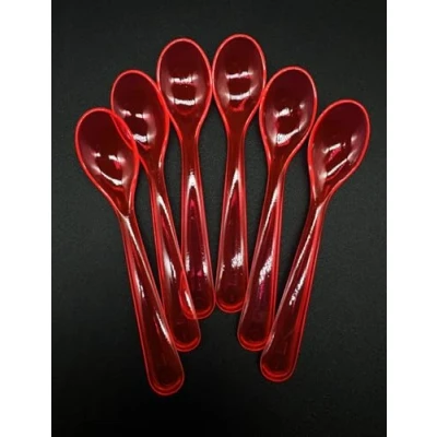 Image of Kimmel 21 000 3314 1 Egg Spoons/Children&#039;s Spoons Large Pack of 6 Plastic Transparent Red