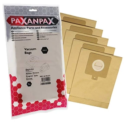 Image of Paxanpax VB215 Compatible Paper Bags for Electrolux &#039;E59&#039; Powerlite, Z3318, Z3319, Smart Boss Z3300 Series (Pack of 5), Brown