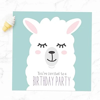 Image of Dotty about Paper Kid&#039;s Birthday Invitations Llama Pack of 10