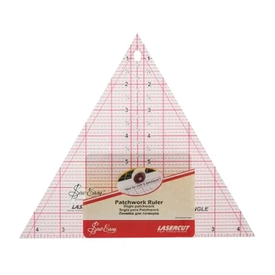 Image of Sew Easy 60 Triangle Template 8 x 9.25 Quilting &amp; Patchwork Rule for Applique Sewing, Transparent Acrylic Non Slip