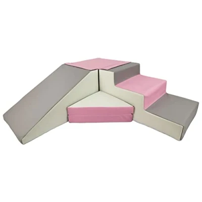 Image of Velinda Soft play, slide, stairs, foam, indoor, outdoor, set, kids, baby (colour: white,light pink,grey)