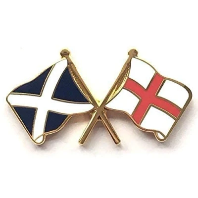 Image of Scotland &amp; England Flags Friendship Courtesy Enamel Lapel Pin Badge *New Size*