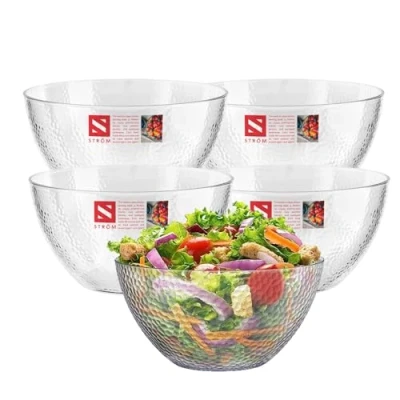 Image of HOMESHOPA Serving Bowls, 5 Pack 60 oz Clear Plastic Mixing Reusable Lightweight Durable Popcorn Salad Round Multi Use Kitchen Cooking Bowl Set for Party, Picnic, Outdoor Dining