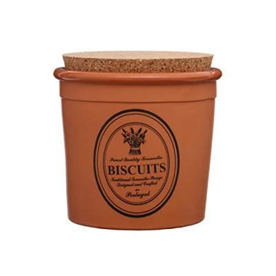 Image of Premier Housewares Porto Biscuit Canister Natural Terracotta, Ceramic, Orange, 17 x 16 cm