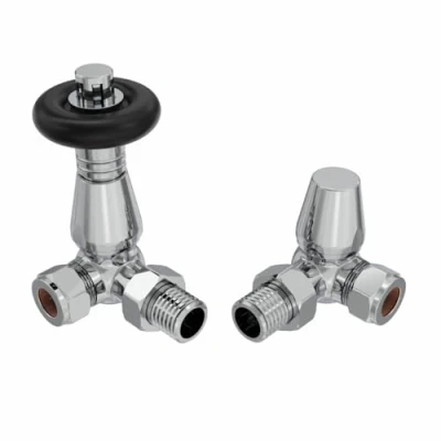 Image of Warmehaus 15mm Traditional TRV Thermostatic Corner Radiator Valve with Lockshield Chrome