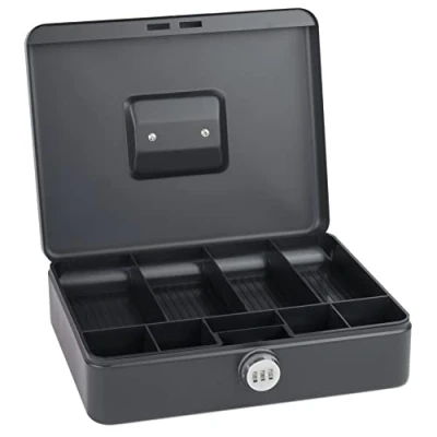 Image of SAX Cash Box with Combination Lock, Extra Strong 30 X 24 9 cm, Large, Black, 0 824 19