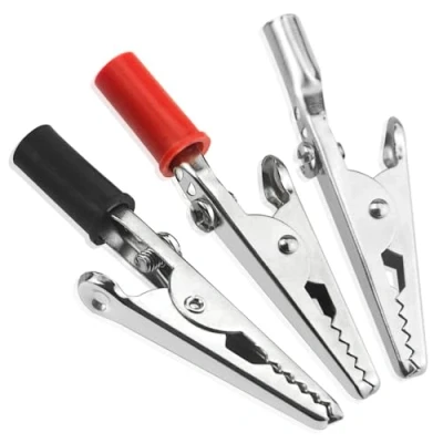 Image of WMYCONGCONG 25 PCS Metal Alligator Clips Electrical Test Clamps with Plastic Hands Red Black Kit