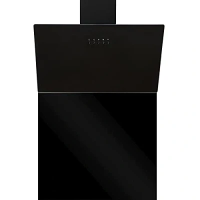 Image of SIA AH70BL 70cm Black Angled Cooker Hood Extractor Fan &amp; SP70BL Toughened Glass Splashback
