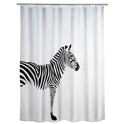 Image of WENKO 20051100 Antimould shower curtain Wild antibacterial, washable, Plastic Polyester, White