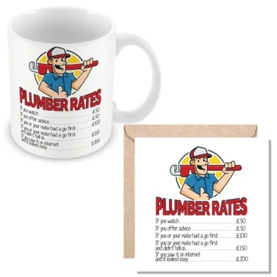 Image of MUGGZ Plumber Mug &amp; Card Funny Plumbers Gift Giftset Made in The UK