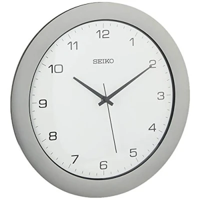 Image of Seiko Office Wall Clock, Silver Tone, No Size