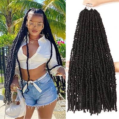 Image of Spring Twist Hair Passion 30 Inch Crochet Braids Extensions for Black Women Butterfly Locs (30 (Pack of 6), 1B)