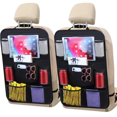 Image of Car Backseat Organizer with 10&quot; Touch Screen Tablet Holder&amp;9 Storage Pockets,Back Seat for Kids,Car Protector Road Trips Cars and Organizers Kids,2 Pack