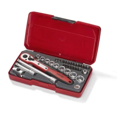 Image of Teng T3834 3/8 Inch Square Drive Socket And Bit Set (34 Piece)