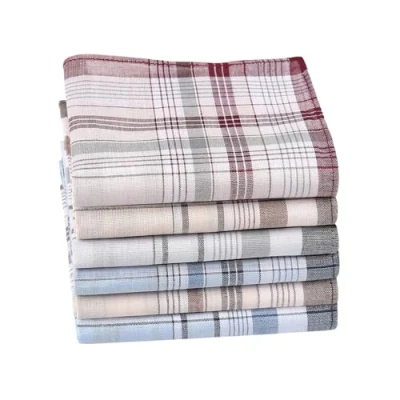 Image of HOULIFE 100% Cotton Men&#039;s Stripe Soft Checkered Pattern Handkerchiefs Assorted Pocket Square Hankies 6/9 Pieces 38x38cm/15x15