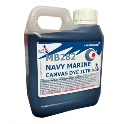 Image of Carbusonic convertible roof dye Dark Blue soft top hood canvas restorer, restores colour to fabrics. Change the of roofs and tops. (1 LITRE)