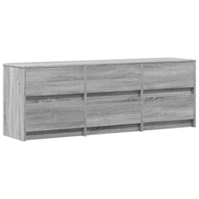Image of vidaXL TV Cabinet with LED Stand Media Unit Grey Sonoma Engineered Wood Customisable RGB Lights &amp; Ample Storage 140x34x50 cm for Living Room/Bedroom