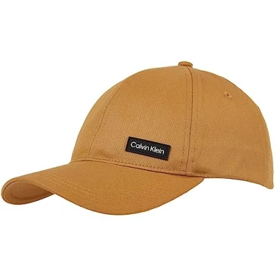 Image of Calvin Klein Men Cap Essential Patch Baseball Cap, Brown (Natural Khaki), One Size