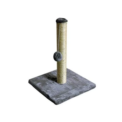 Image of Garden Mile Durable Kitten Cat Scratching Post Board with Hanging Ball Vertical Pole and Soft Plush Base Towers for Indoor Cats Play 40cm