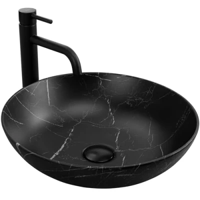 Image of REA U3301 matt Black Bathroom Sink Made of Ceramic Fibo
