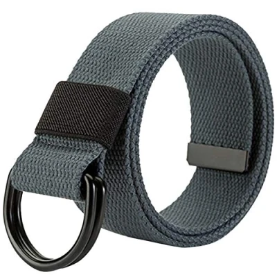 Image of HotYou Unisex Tactical Belt，Canvas Belt with D ring,Dark Grey,Width:3.8 CM,Length:100 CM