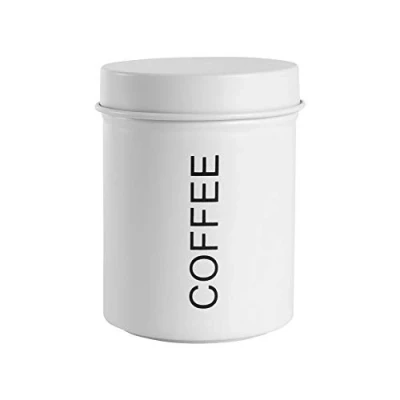 Image of Matt White Metal Coffee Canister By Harbour Housewares