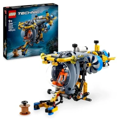 Image of LEGO Technic Deep Sea Research Submarine Toy Vehicle Set with Spinning propellers, Air tanks and a cockpit for Imaginative Play Birthday Gift 9+ Year Old Boys &amp; Girls 42201