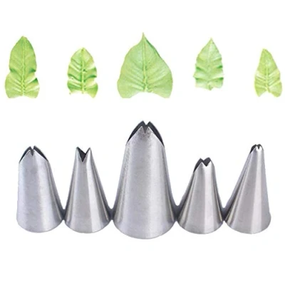 Image of DUORUI 5pcs Icing Piping Nozzle Tips Cream Cake Decorating Cupcake Fondant Stainless Steel Leaf Shape