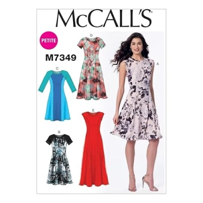 Image of McCall&#039;s Ladies Petite Sizes Easy Sewing Pattern 7349 Fit &amp; Flare Dresses