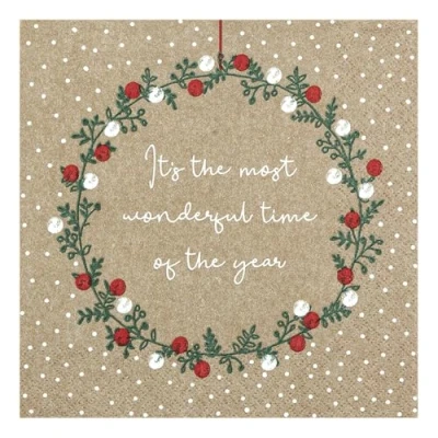 Image of Home Fashion 20 Napkins Christmas Most Wonderful Time Table Decoration Paper with Motif Also for Decoupage and 33 x cm