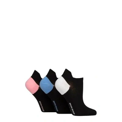 Image of Women&#039;s 3 Pair SOCKSHOP Poly Sports No Show Socks Black / Pink Blue 4 8