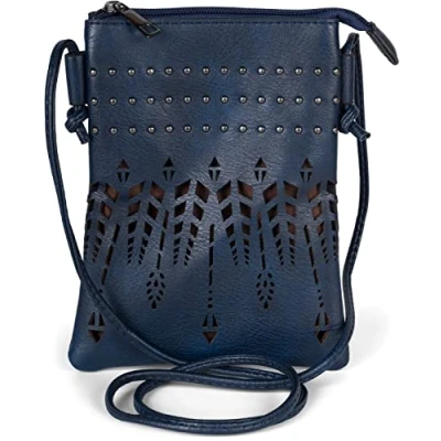 Image of styleBREAKER women mini ethnic style shoulder bag with studs, bag, handbag, 02012260, Colour:Dark Blue