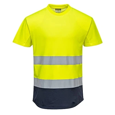 Image of Portwest Two Tone Mesh T Shirt Yellow/Navy Large
