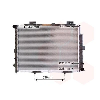 Image of 2105003203, 2105006603, 2105006703, A2105003203, A2105006603 Engine radiator VAN WEZEL 30002228 Aluminium 640mm 490mm 32mm Brazed cooling fins
