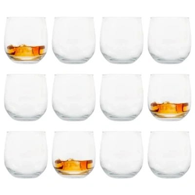 Image of LAV 12x 415ml Gaia Whisky Glasses Clear Whiskey Rum Vodka Gin Scotch Ice Old Fashioned Cocktail Drinking Tumbler Gift Set